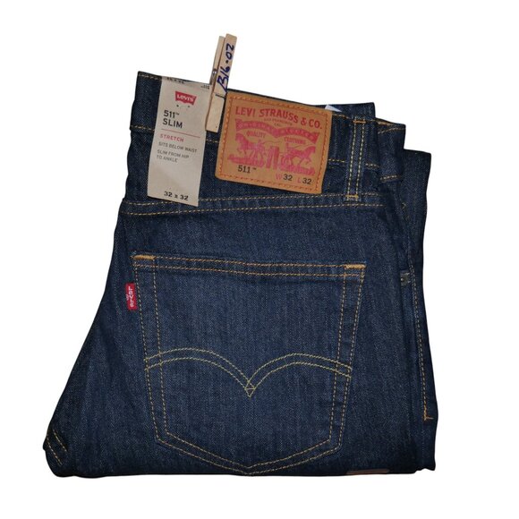 Levi's 511 Slim Fit Jeans Men's Size 32x36 Stretch Denim Dark Wash NWT - Picture 1 of 10